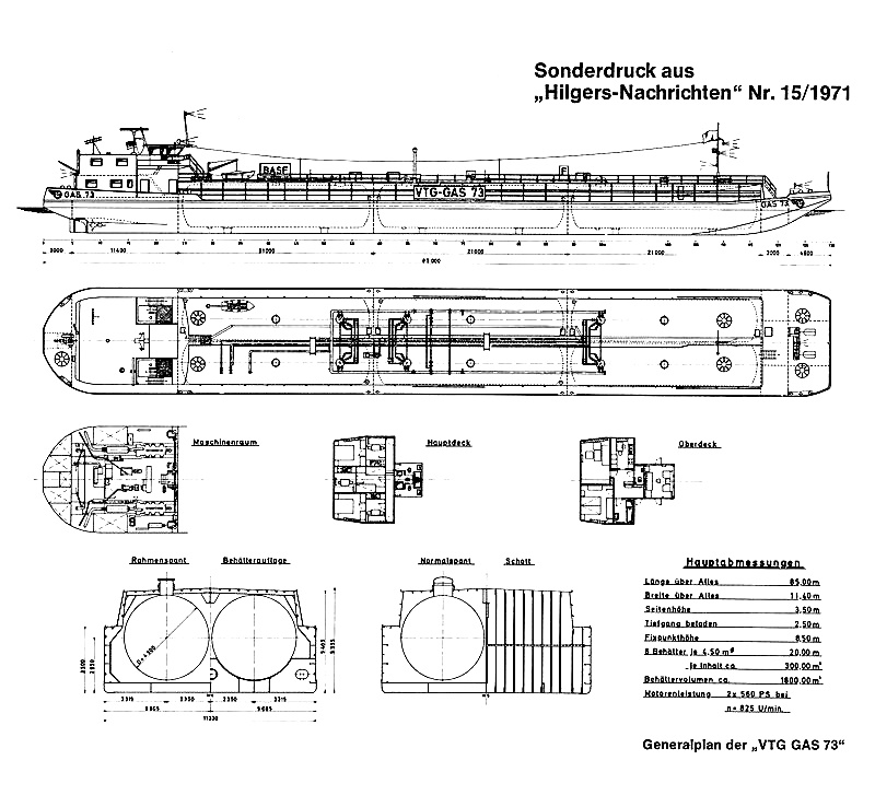Abdruck eines Generalplans des Schiffes in einer Zeitschrift 1971