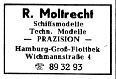 Werbeanzeige des Modellbauers R. Moltrecht aus den ca. 1950er Jahren